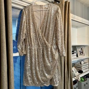 Gold Sequin Romper Dress